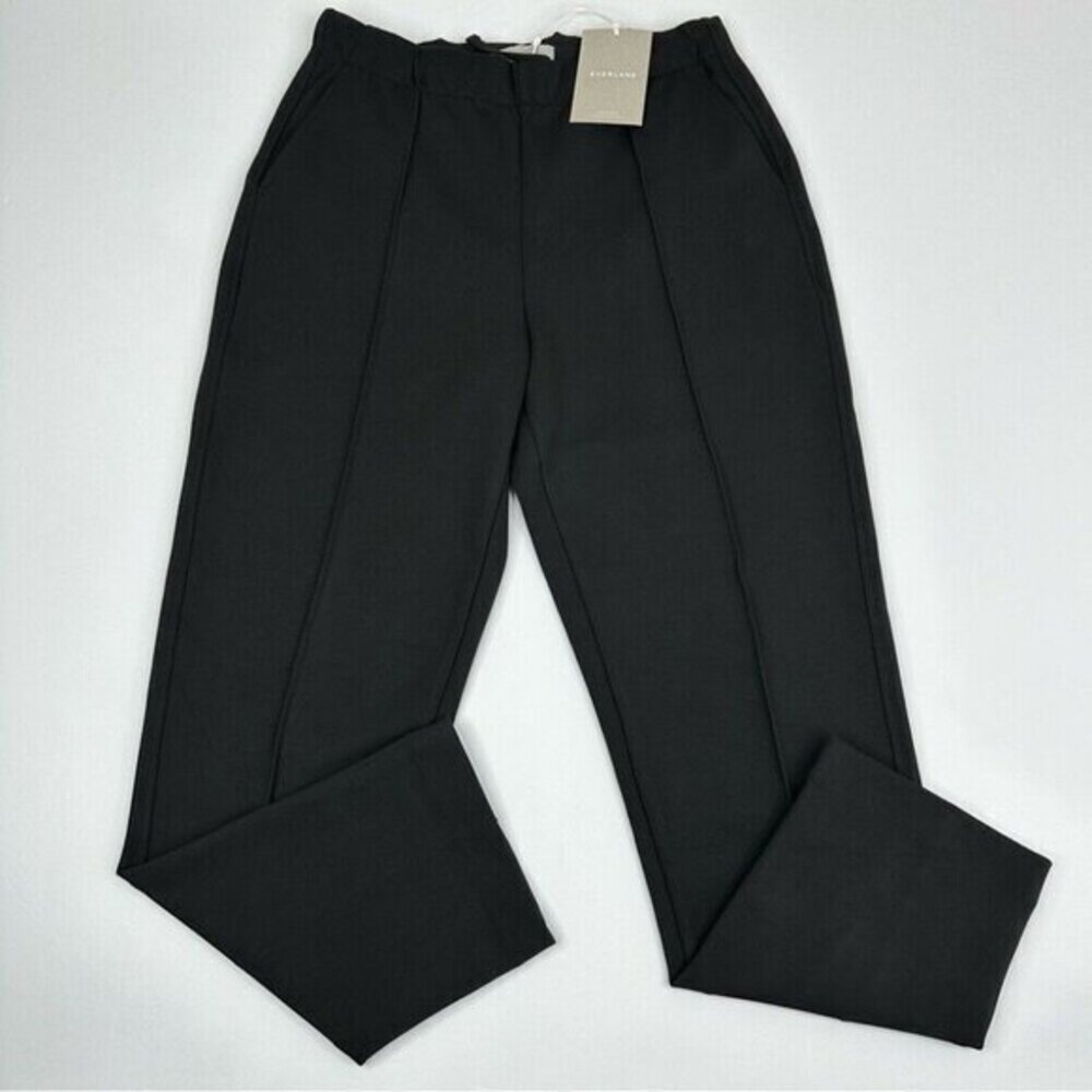 Everlane The Dream Pant Black Straight Leg Elastic Waist Trousers Womens Size M